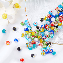 160 Stück 8 Farben handgemachte Millefiori Bunte Malerei Perlen Stränge&nbsp;LAMP-SC0001-14