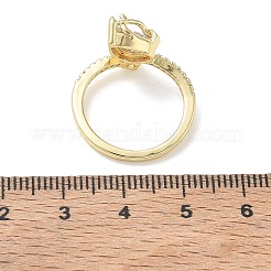 Messing Micro Pave Zirkonia Manschette offene Ringe&nbsp;CU-CBAEC29-08G