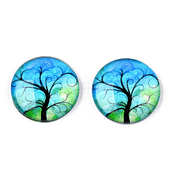Halbrund / Dom Baummuster Glas flatback BlumeCabochons für DIY-Projekte&nbsp;GGLA-Q037-25mm-M28-03