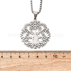 Colliers pendentifs arbre de vie Bouddha Yoga en acier inoxydable 201&nbsp;LS-NJEW-S440-11P