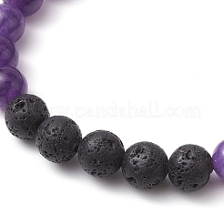 Runde Stretch-Armbänder aus natürlichem Lavastein und Edelsteinperlen&nbsp;BJEW-JB10869