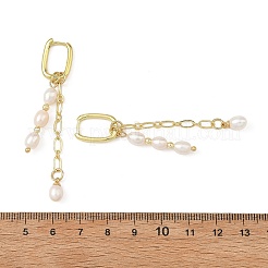 Orecchini pendenti a cerchio in ottone e perle naturali&nbsp;EJEW-JE07390