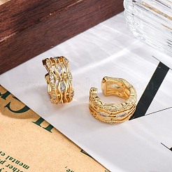 Pendientes de puño de circonita cúbica transparente con micro pavé de latón chapado en estante para mujer&nbsp;EJEW-C125-24G-G