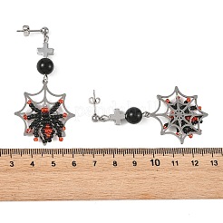 Boucles d'oreilles pendantes en acier inoxydable et verre&nbsp;EJEW-MZ00779