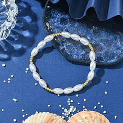 Braccialetti elasticizzati da donna con perline di riso in plastica ABS imitazione perla&nbsp;BJEW-JB10577