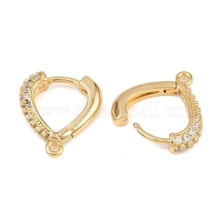 Reperti per orecchini a cerchio in zircone chiaro con micro pavé di ottone&nbsp;KK-A274-01G