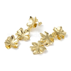 Orecchini a bottone in ottone a triplo fiore&nbsp;EJEW-K257-05G