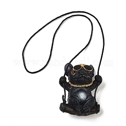 Jolies décorations de pendentif bouledogue oscillant en résine&nbsp;HJEW-A010-01C