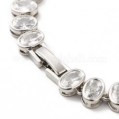 Bracelet chaîne à maillons ovales avec oxyde de zirconium transparent&nbsp;BJEW-E073-04P