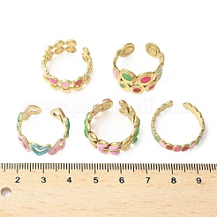 5 Stück verstellbare Manschettenringe aus 304 Edelstahl mit Emaille für Damen&nbsp;RJEW-V004-08G