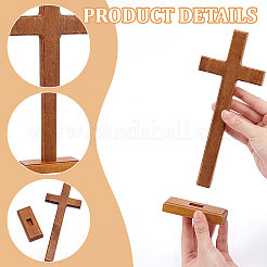 Figurines de croix en bois pour Pâques&nbsp;DJEW-WH0063-67C
