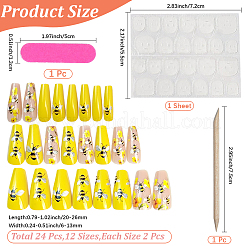 Faux ongles à pression en plastique à motif abeilles&nbsp;MRMJ-CP0001-73
