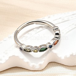 Verstellbare Messing-Fingerringe mit Mikropflaster und Zirkonia für Damen&nbsp;RJEW-H247-15P