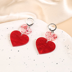 Pendientes de hierro acrílico con cierre de palanca para el día de San Valentín&nbsp;WGDAD85-01