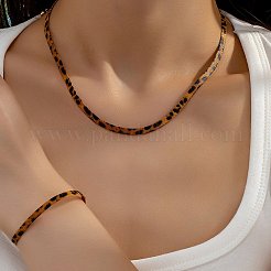 Ensembles de colliers et bracelets en chaîne serpent à imprimé léopard en alliage&nbsp;FS-WG421C3-01