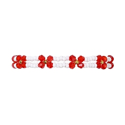 Braccialetti da donna con perline intrecciate regolabili con fiori di vetro intrecciato&nbsp;BJEW-MZ00100-05