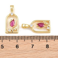 Pendentifs en laiton zircon cubique micro pavé fuchsia&nbsp;CU-CBAFB88-01G