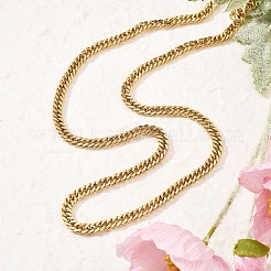 Collares de cadena de eslabones cubanos de acero inoxidable 304 de 6 mm para mujer&nbsp;NJEW-B131-04G