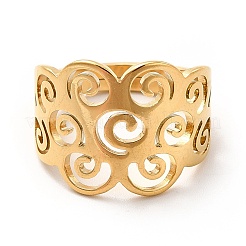 Bague réglable en acier inoxydable 201 avec placage ionique (IP) pour femme&nbsp;RJEW-F131-01G
