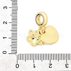 Europäische Anhänger aus Messing mit rosa Emaille&nbsp;KK-F904-16G