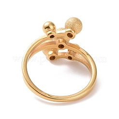 Anello da dito a forma di sfera rotonda in acciaio inossidabile 304 con placcatura ionica (ip) per donna&nbsp;RJEW-D120-13G