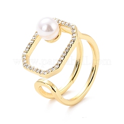 Anello polsino in zirconia cubica rettangolo vuoto per la festa della mamma&nbsp;RJEW-C004-16-RS