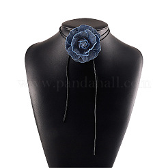 Denim-Halsketten mit Rosenblüten-Schnürung für Damen&nbsp;FS-WG56290-01