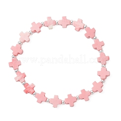 Bracelets extensibles en perles de corail synthétique teintées pour hommes et femmes&nbsp;BJEW-JB12145-01