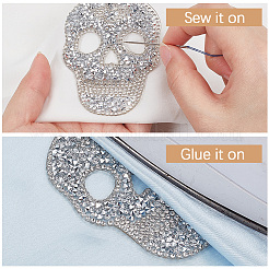 7 Stück Totenkopf-Glitzerharz-Hotfix-Strass&nbsp;DIY-GF0014-22B