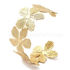 Ionenplattierung (IP) Blume 304 Edelstahl Manschette Armreifen für Frauen&nbsp;BJEW-A026-01G-02