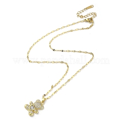 Colliers à pendentif ours en laiton avec strass&nbsp;NJEW-Z026-03B