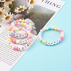 4 pièces 4 styles de bracelets de perles extensibles acryliques opaques ronds pour enfants&nbsp;BJEW-JB06227