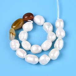 Pépites de cornaline naturelle et brins de perles de culture d'eau douce naturelles&nbsp;PEAR-N023-01A-03