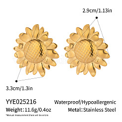 Boucles d'oreilles à tige en acier inoxydable texturé tournesol&nbsp;RU0929-1