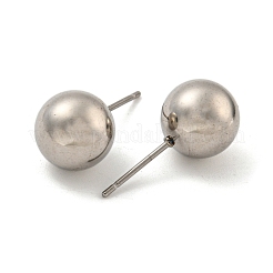 Boucles d'oreilles à tige en acier inoxydable 304 résistant au ternissement avec boules rondes lisses en acier inoxydable 201&nbsp;STAS-O004-08G-P