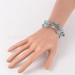 Fünf Schleifen Nachahmung Jade Glasperlen Wickelarmbänder&nbsp;BJEW-JB02125