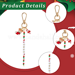 4 stücke 4 arten weihnachten glas samen & legierung emaille anhänger dekorationen&nbsp;HJEW-SP0001-47