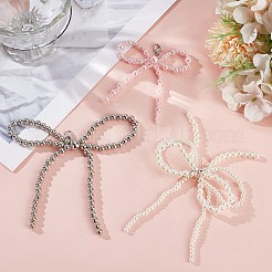 6 Stück 3 Stile Bowknot Kunststoff Imitation Perle Schuh Charms&nbsp;AJEW-CP0006-57