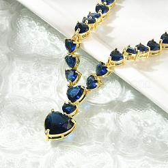 Latón zirconia cúbico collares pendientes del corazón&nbsp;NJEW-Z059-07G-01
