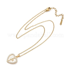 Collares colgantes de imitación de concha de plástico con circonita cúbica micro pavé de latón&nbsp;NJEW-C076-10G