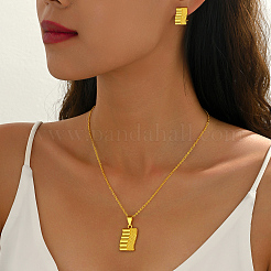 Set aus rechteckiger Messing-Halskette und Ohrsteckern für Damen&nbsp;YQ0575