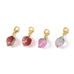 4 pièce 2 styles de décorations suspendues en forme de fraise faites à la main&nbsp;HJEW-FS00041-01