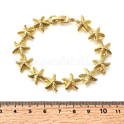 Braccialetti estivi in ottone con maglie a forma di stella marina da spiaggia&nbsp;BJEW-C118-04G