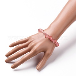 Bracelets extensibles en perles de verre de quartz cerise&nbsp;BJEW-JB05765-02