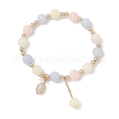 Bracelets en perles rondes en jade blanc naturel imitation morganite&nbsp;BJEW-JB11933-02