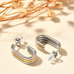 Boucles d'oreilles à tige bicolores en acier inoxydable 304&nbsp;EJEW-F355-05GP-04