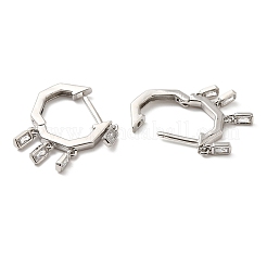 Aretes de aro colgantes rectangulares con circonita cúbica&nbsp;EJEW-Z019-03A-P