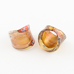 Handgefertigte Goldsand und Silberfolie Millefiori Murano Ringe&nbsp;RJEW-Q150-M05-B