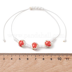 Bracelets ajustables faits main en perles de porcelaine imprimées de fleurs&nbsp;BJEW-JB13580