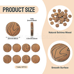 30 pieza de cuentas de madera de schima natural&nbsp;WOOD-TA0003-07